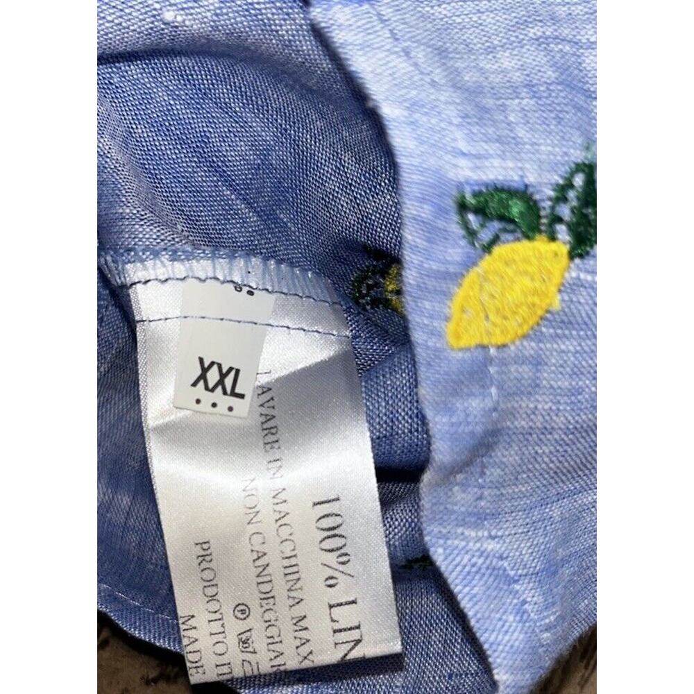 Idillio Positano Youth Embroidered Lemon Quarter Sleeve Linen Button Up Size XXL - Picture 6 of 9
